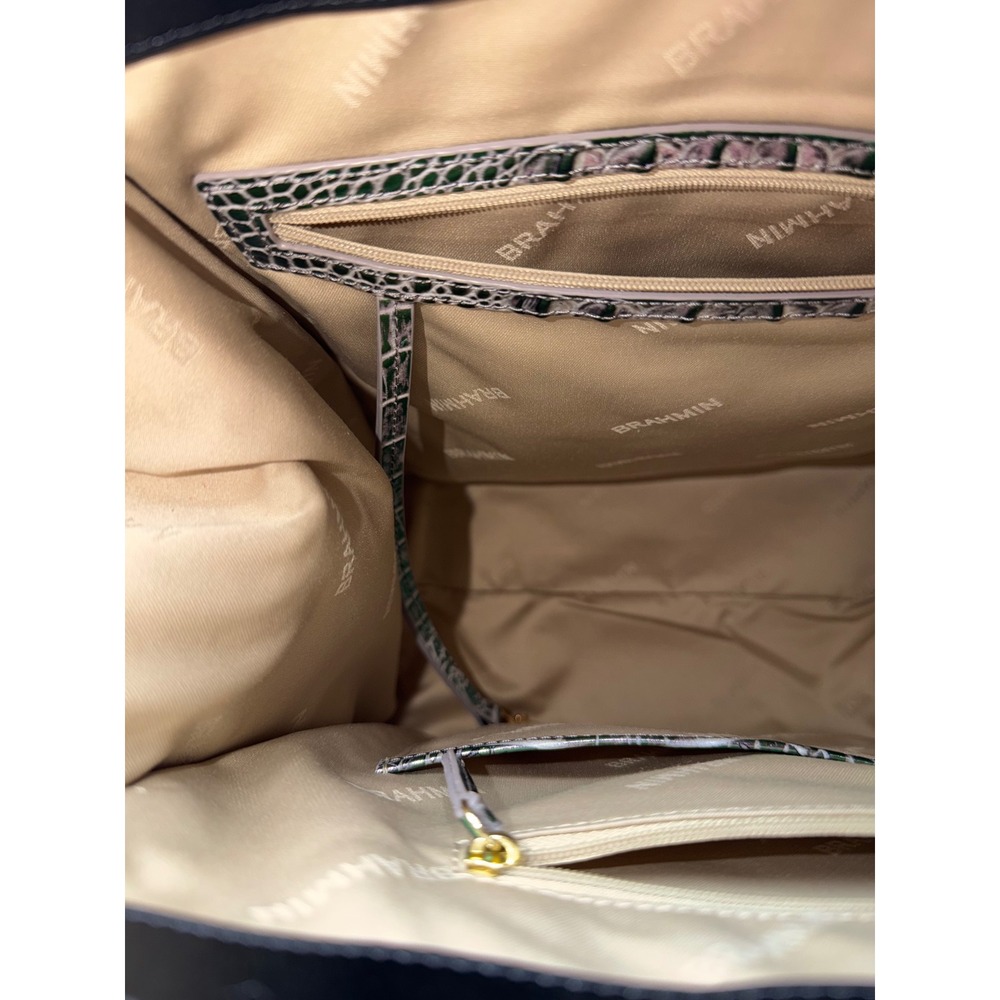 Brahmin Caroline Satchel Dusk Gleaming Iridescent Croc Embossed Leather Bag S51 - Picture 7 of 16